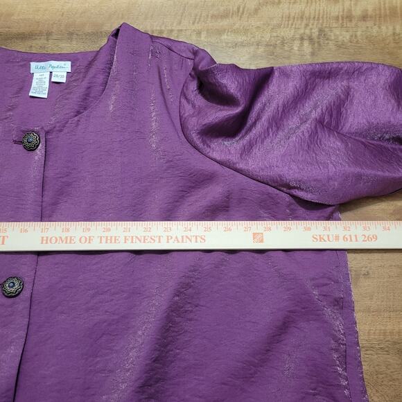 Ulla Popken Jacket Womens Plus Sz 28/30 Purple Shimmer Jewel Button Relaxed Fit - Picture 9 of 10